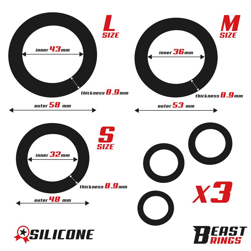 Set of 3 Penis Rings Silicone S M and L