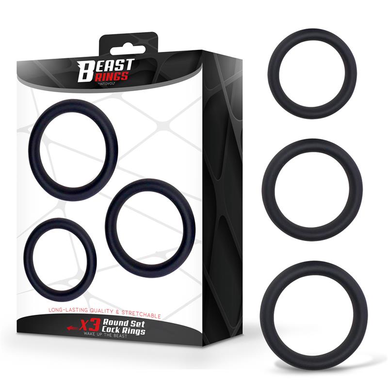 Set of 3 Penis Rings Silicone S M and L