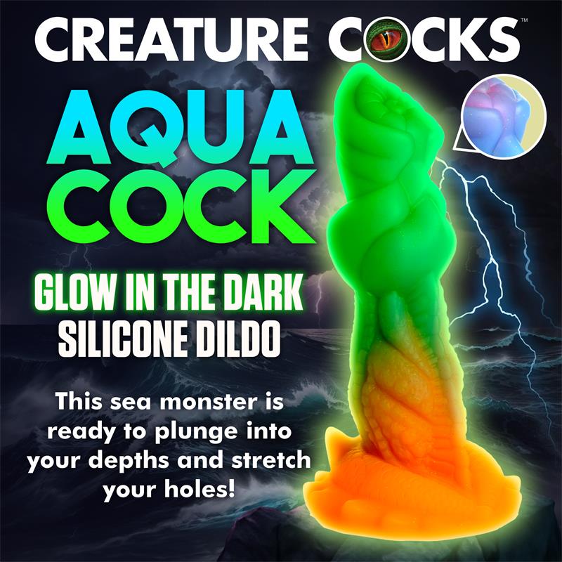 Aqua Cock Glow in the Dark Silicone Dildo
