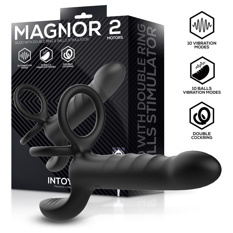 Magnor Dildo with Double Ring and Balls Stimulator