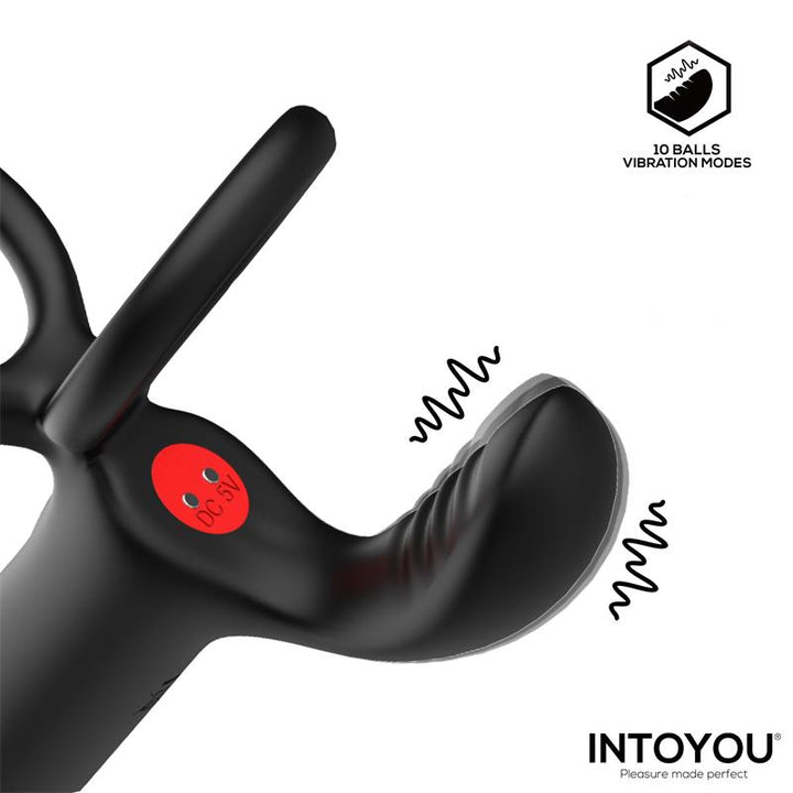 Magnor Dildo with Double Ring and Balls Stimulator