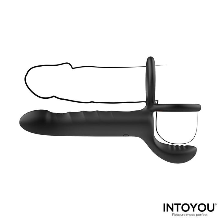 Magnor Dildo with Double Ring and Balls Stimulator