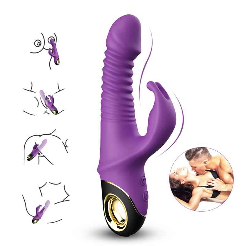 Vibrator with Thrusting and 360º Wiggling Purple