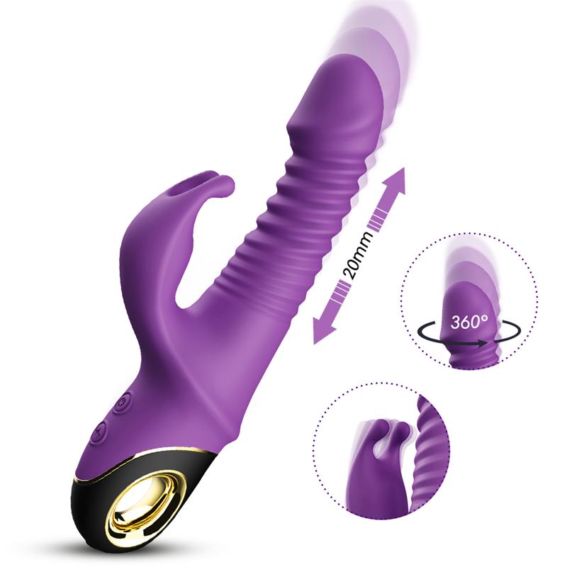 Vibrator with Thrusting and 360º Wiggling Purple