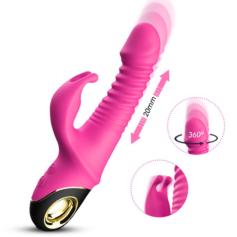 Vibrator with Thrusting and 360º Wiggling Pink