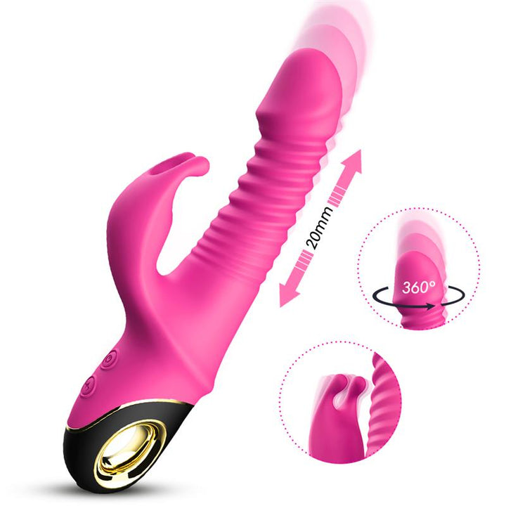 Vibrator with Thrusting and 360º Wiggling Pink