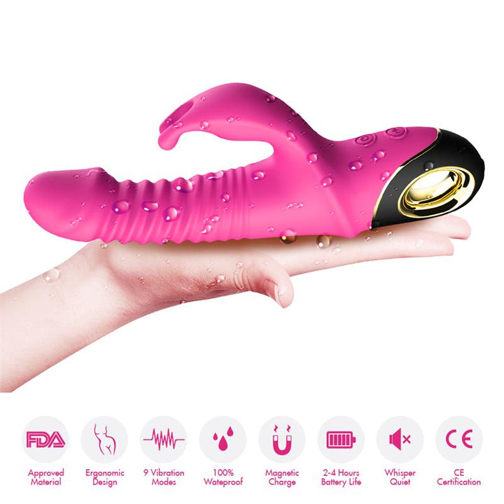 Vibrator with Thrusting and 360º Wiggling Pink