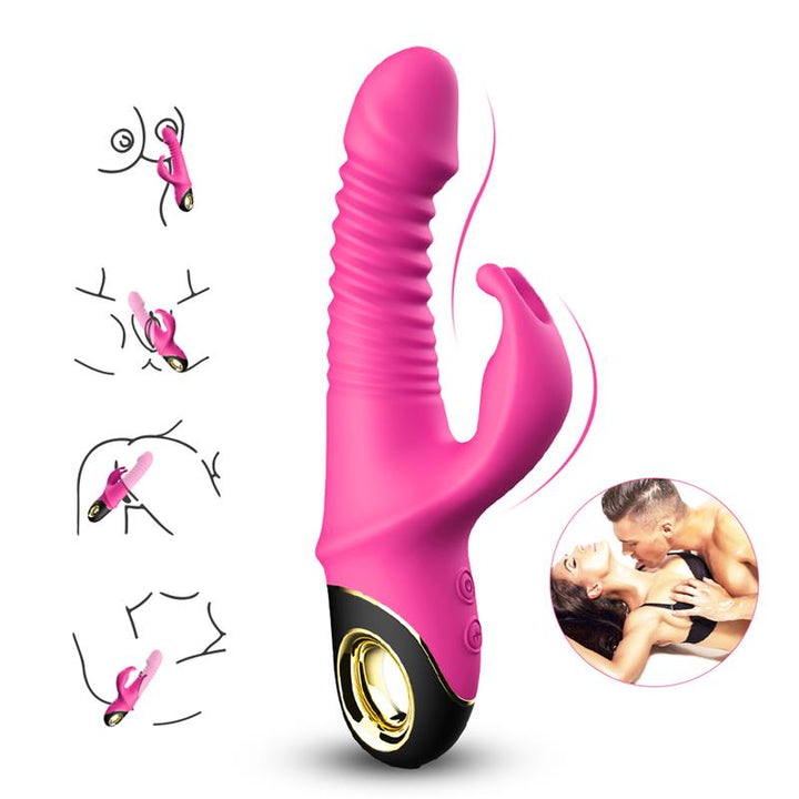 Vibrator with Thrusting and 360º Wiggling Pink