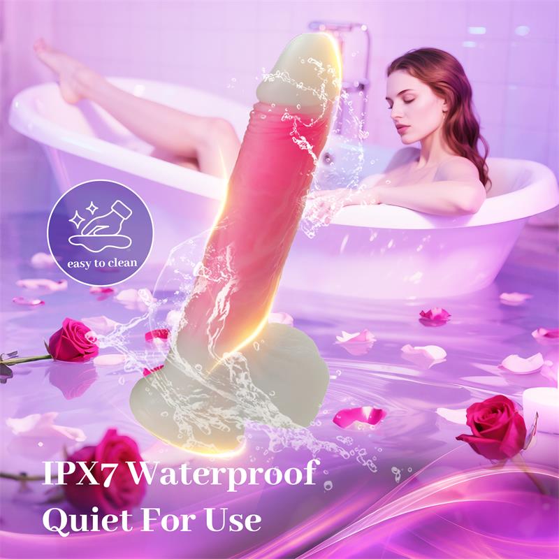 Double layer Dildo with Vibration thrusting and heating