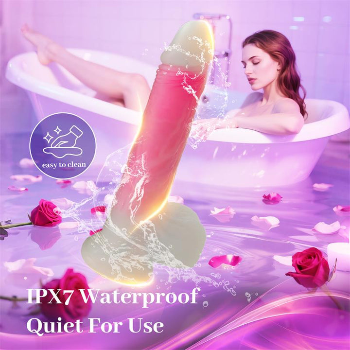 Double layer Dildo with Vibration thrusting and heating