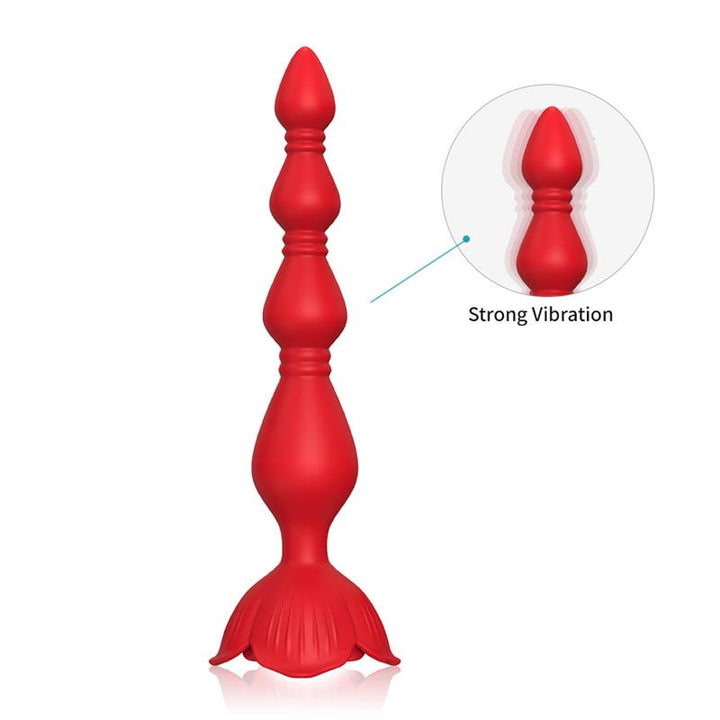 Vibrating Anal Beads with Rose Base