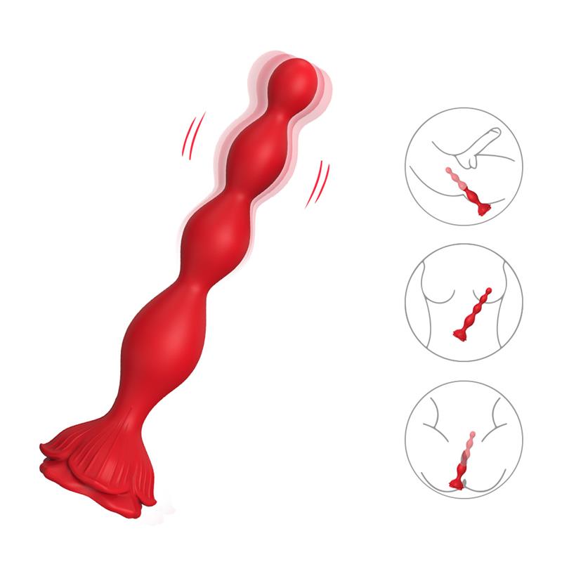 Vibrating Anal Beads with Rose Base