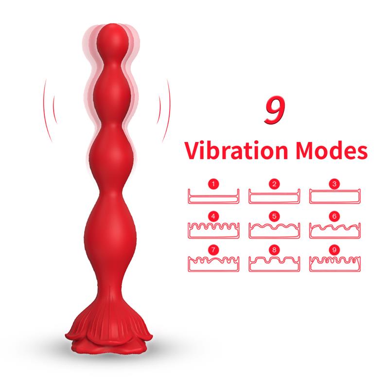 Vibrating Anal Beads with Rose Base
