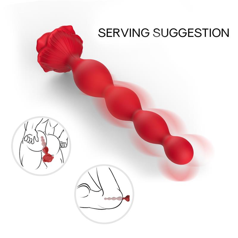 Vibrating Anal Beads with Rose Base