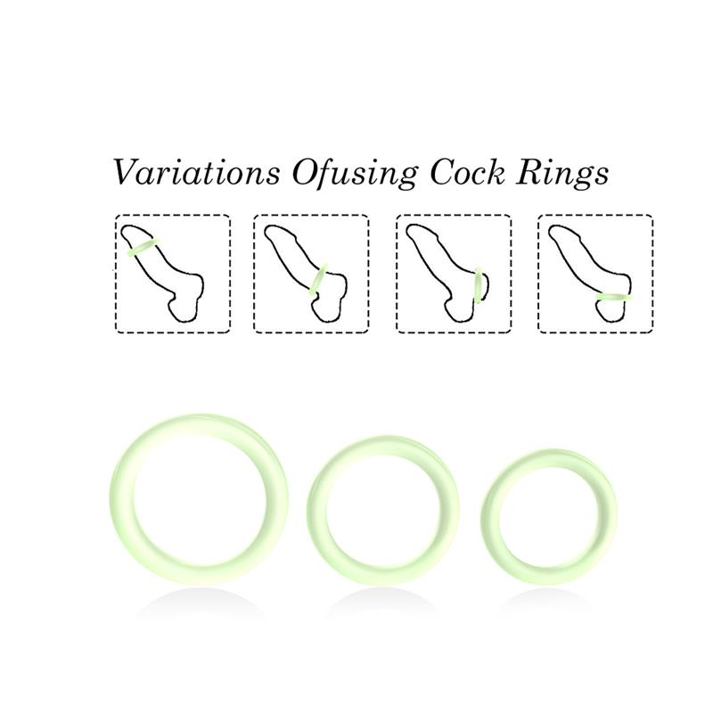 Set of 3 rings Glow in the Dark