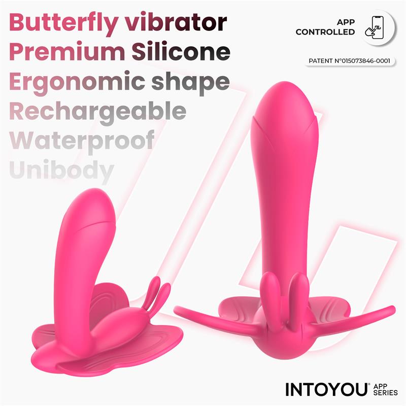 Wingy Butterfly Vibrator with App Peach Red