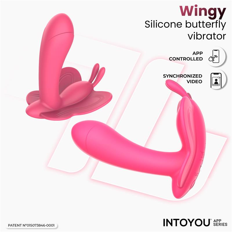 Wingy Butterfly Vibrator with App Peach Red