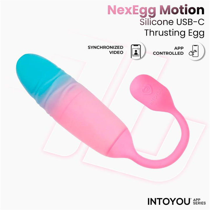 NexEgg Motion Vibrating Egg with Thrusting App Pink Turquoise