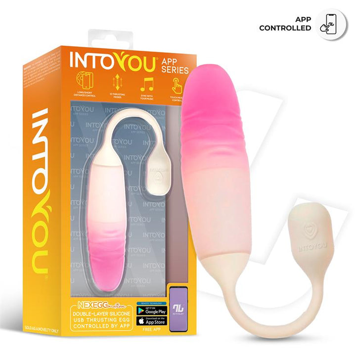 NexEgg Motion Vibrating Egg with Thrusting App Beige Pink