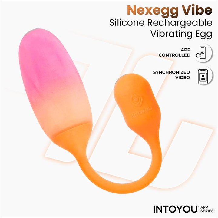 NexEgg Vibrating Egg Double Silicone Layer App Orange Pink