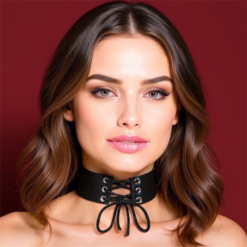 Collar with Lace Vegan Leather One Size