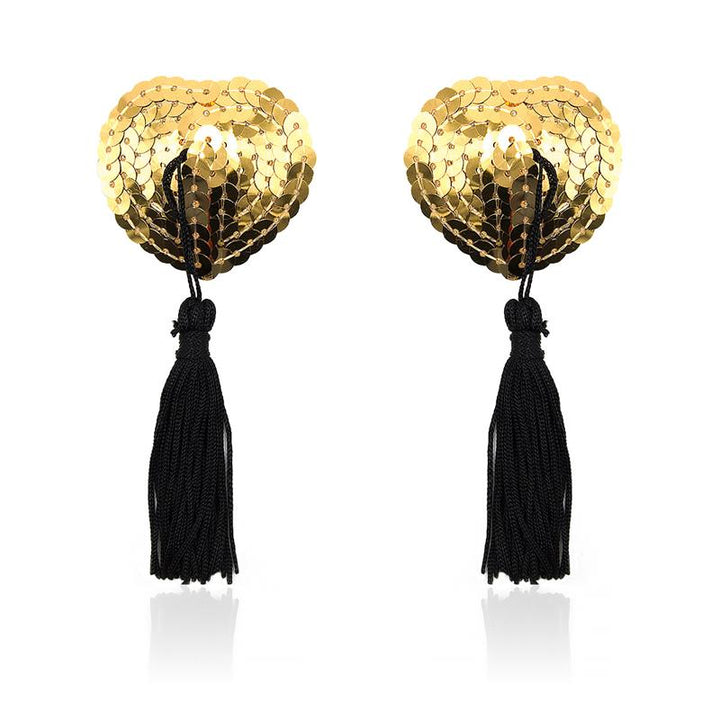 Heart Nipple Cover with Gold Sequins