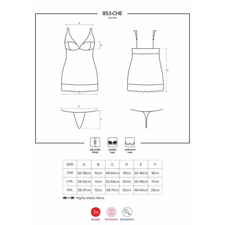 853 CHE 2 Chemise AND Thong White