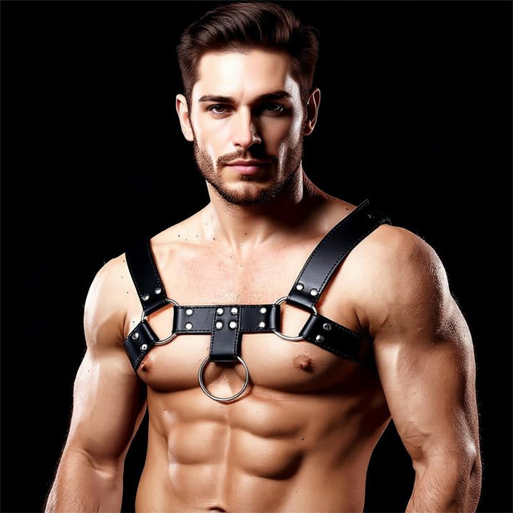 Quovis Male Chest Bondage Harness Vegan Leather