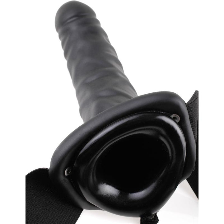 Strap On with Vibrating Hollow Dildo 8 Black