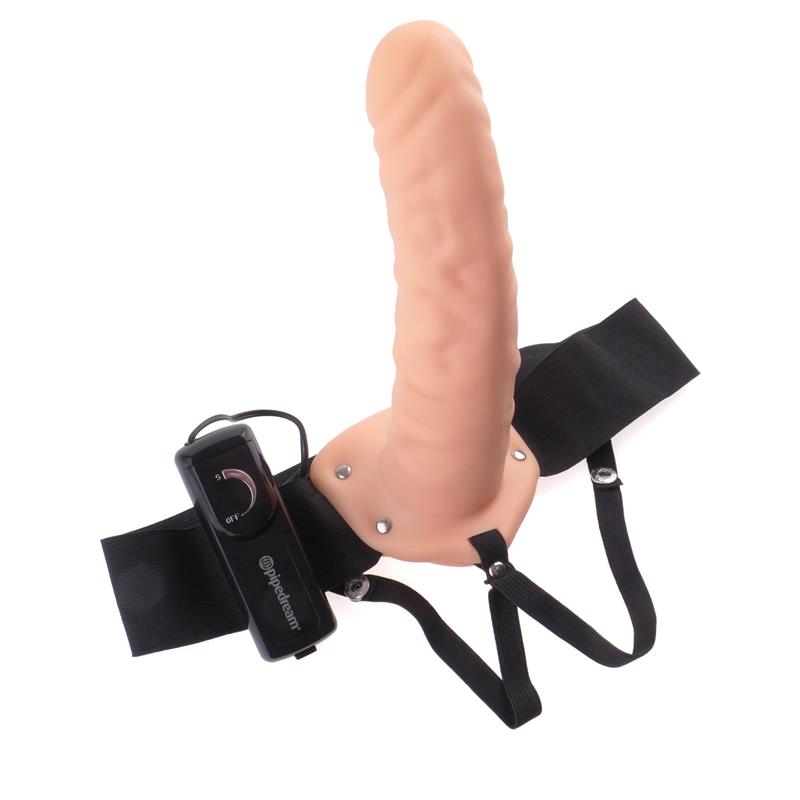 Strap On with Vibrating Hollow Dildo Flesh