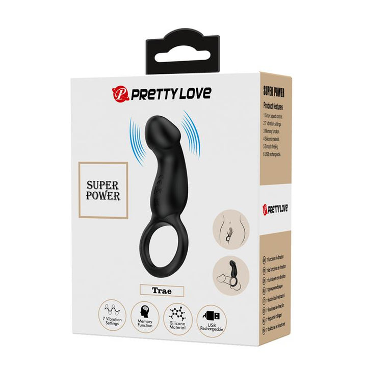 Trae Vibrating Cock Ring USB Black