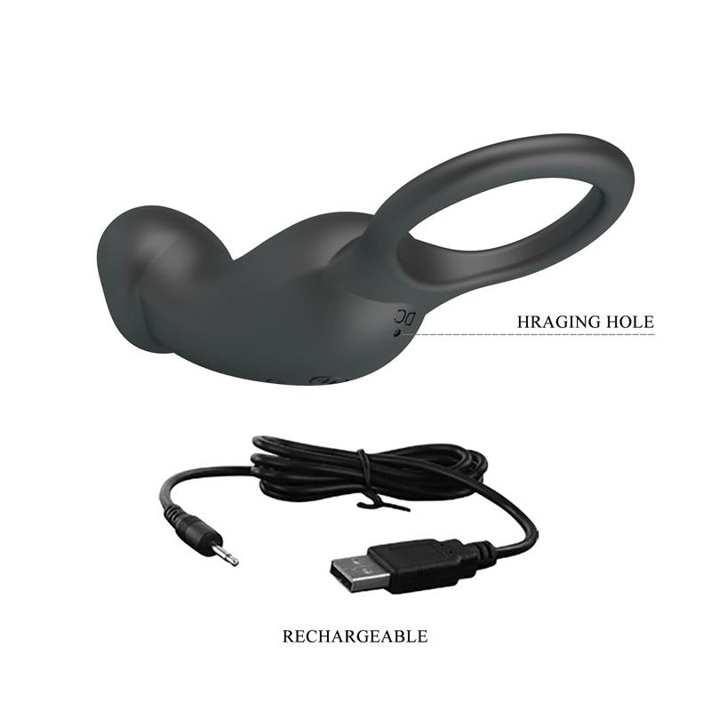 Trae Vibrating Cock Ring USB Black