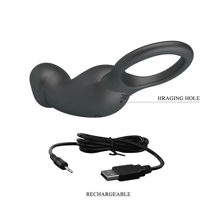 Trae Vibrating Cock Ring USB Black