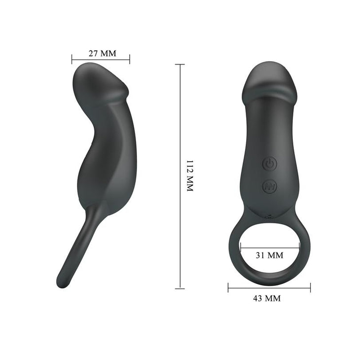 Trae Vibrating Cock Ring USB Black