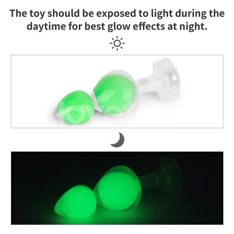 Gemoria Silicone Butt Plug Internal steel ball Glow in Dark