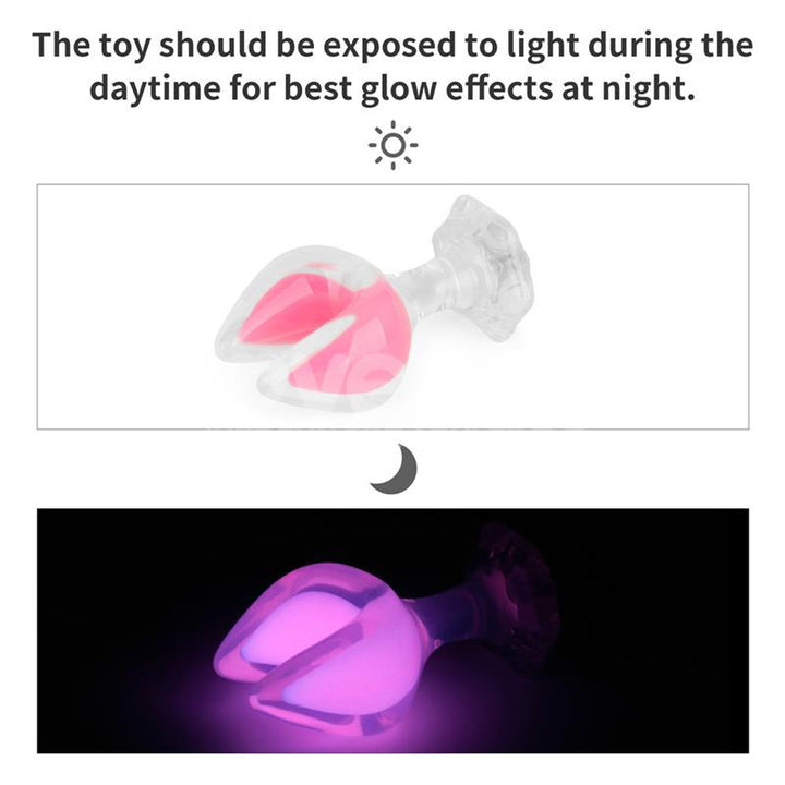 Gemoria Silicone Butt Plug dual crescent shaped tip Glow Dark
