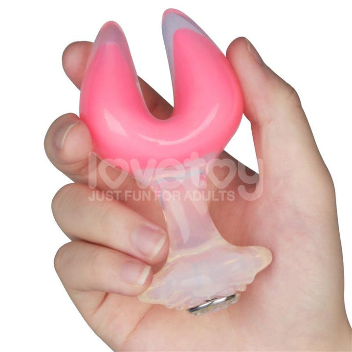 Gemoria Silicone Butt Plug dual crescent shaped tip Glow Dark
