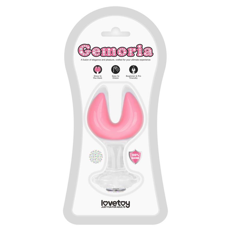Gemoria Silicone Butt Plug dual crescent shaped tip Glow Dark
