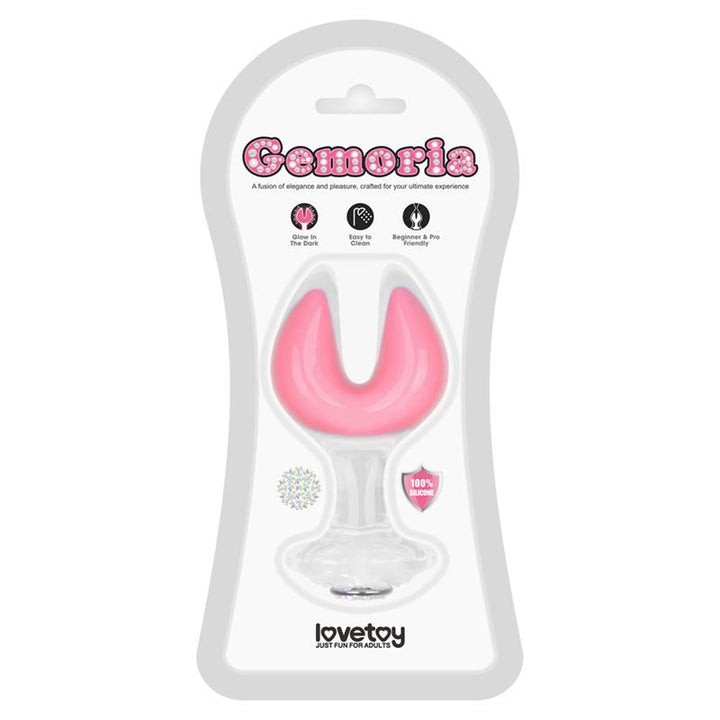 Gemoria Silicone Butt Plug dual crescent shaped tip Glow Dark