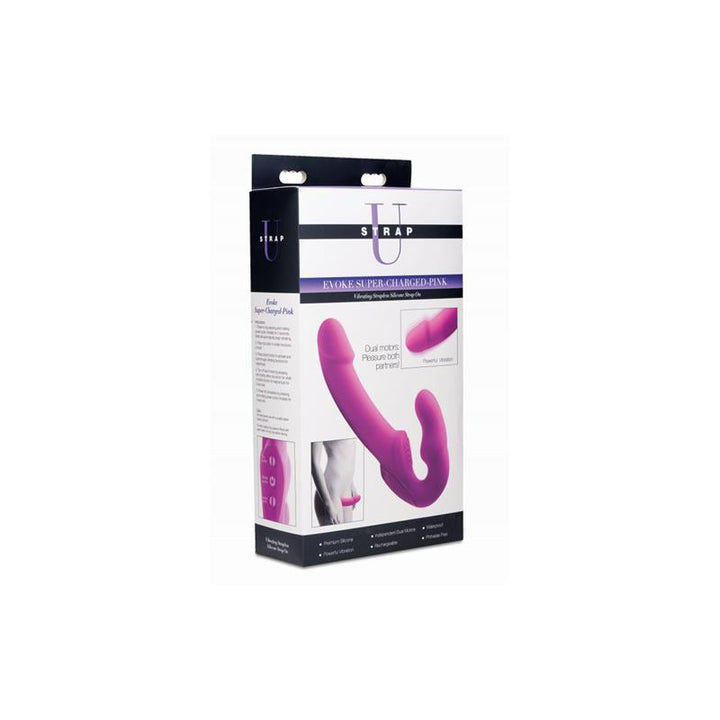 Evoke Vibrating Strapless Strap On USB Pink