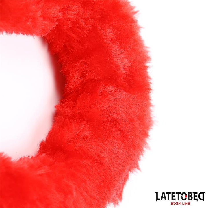 Fur Ankle Cuffs Red