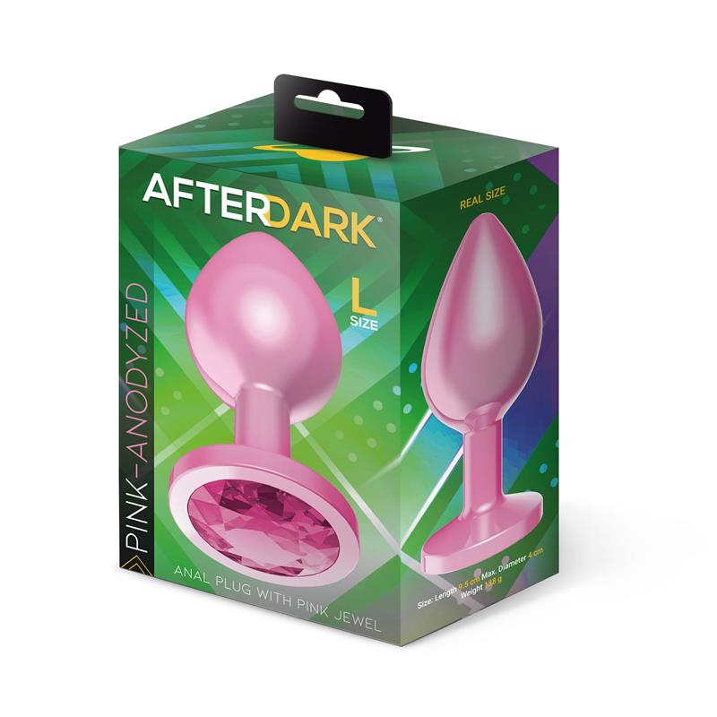 Anodyzed Anal Plug Pink with Jewel Size L
