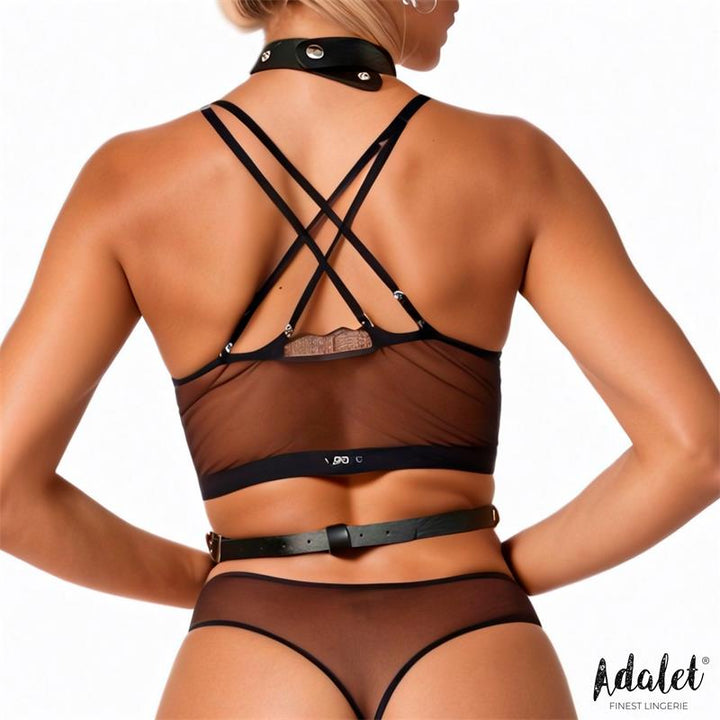 Hilda Vegan Leather Chest Harness with Chain One size