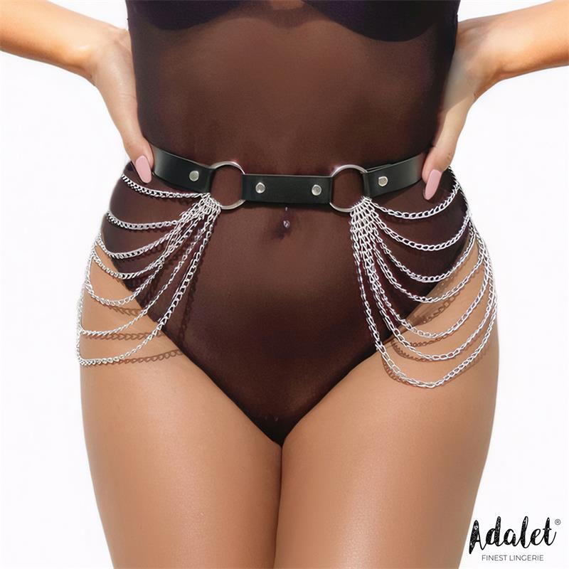 Nadine Vegan Leather Belt Harness Chain One size
