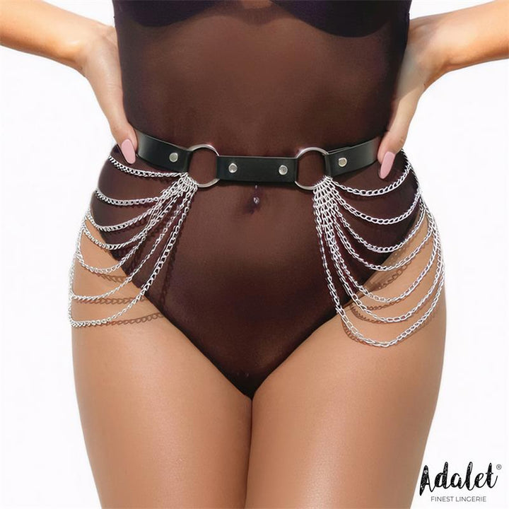 Nadine Vegan Leather Belt Harness Chain One size
