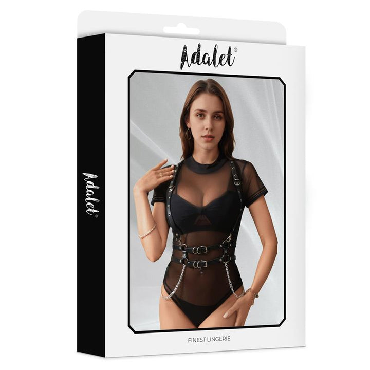 Brenda Vegan Leather Harness with Chain One size