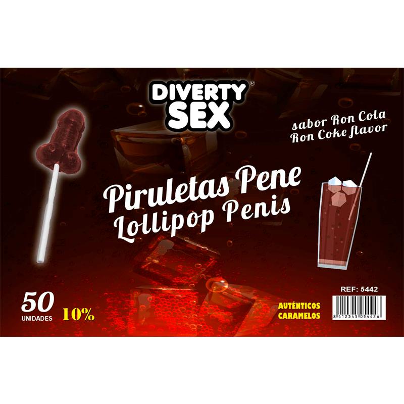 50 penis shaped lollipops ron cola flavor 10 alcohol