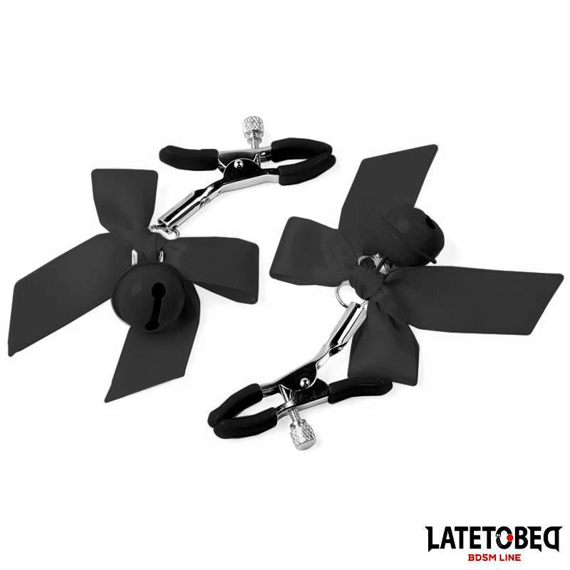 Nipple Clamps with Bell and Black Bow