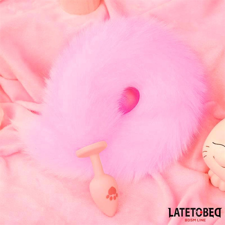 Pink Silicone Fox Tail Anal Plug Pink
