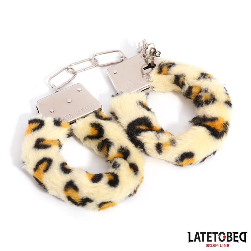 Furry Metal Cuff Animal Print Leopard